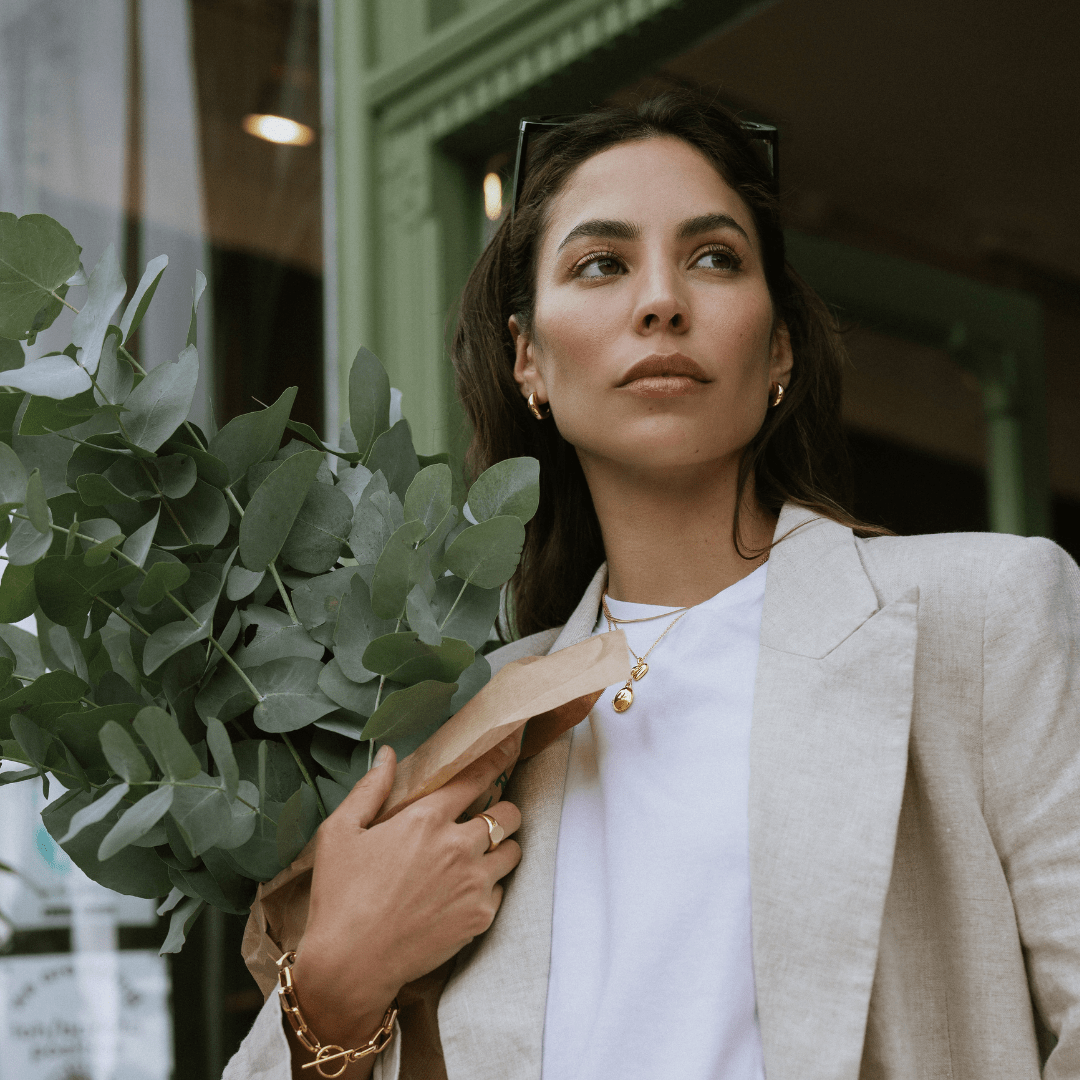 Bracelets LUXE Rectangle Link T-Bar Bracelet - Gold Orelia Jewellery