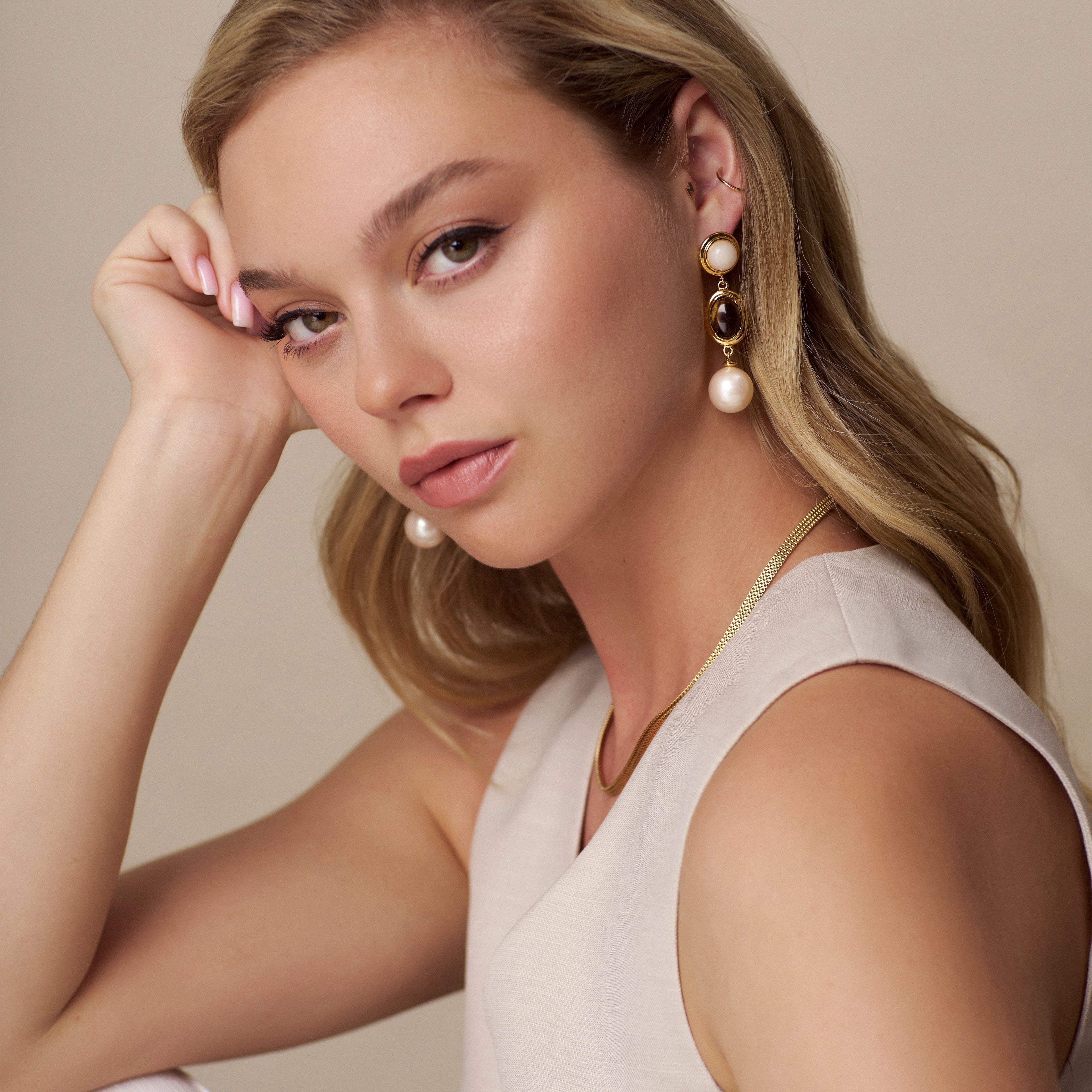 Statement Earring Statement Semi-Precious & Pearl Drop Earrings Orelia Jewellery