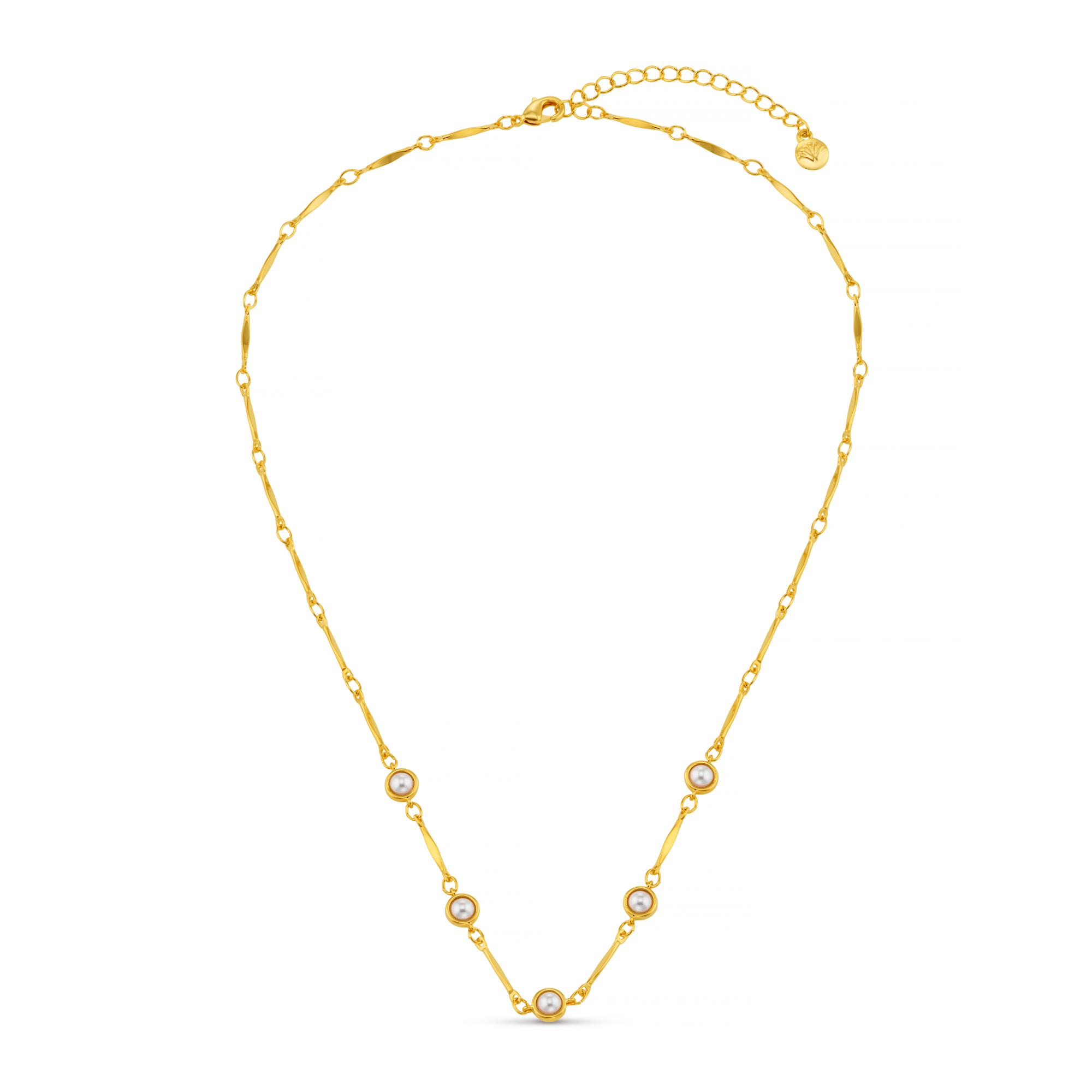Chain Necklace Bar Link & Stationed Pearl Necklace Orelia Jewellery