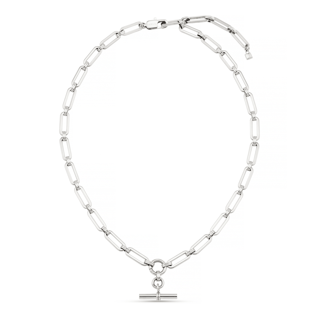 Short Necklaces LUXE Linear Link T-Bar Necklace - Silver Orelia Jewellery