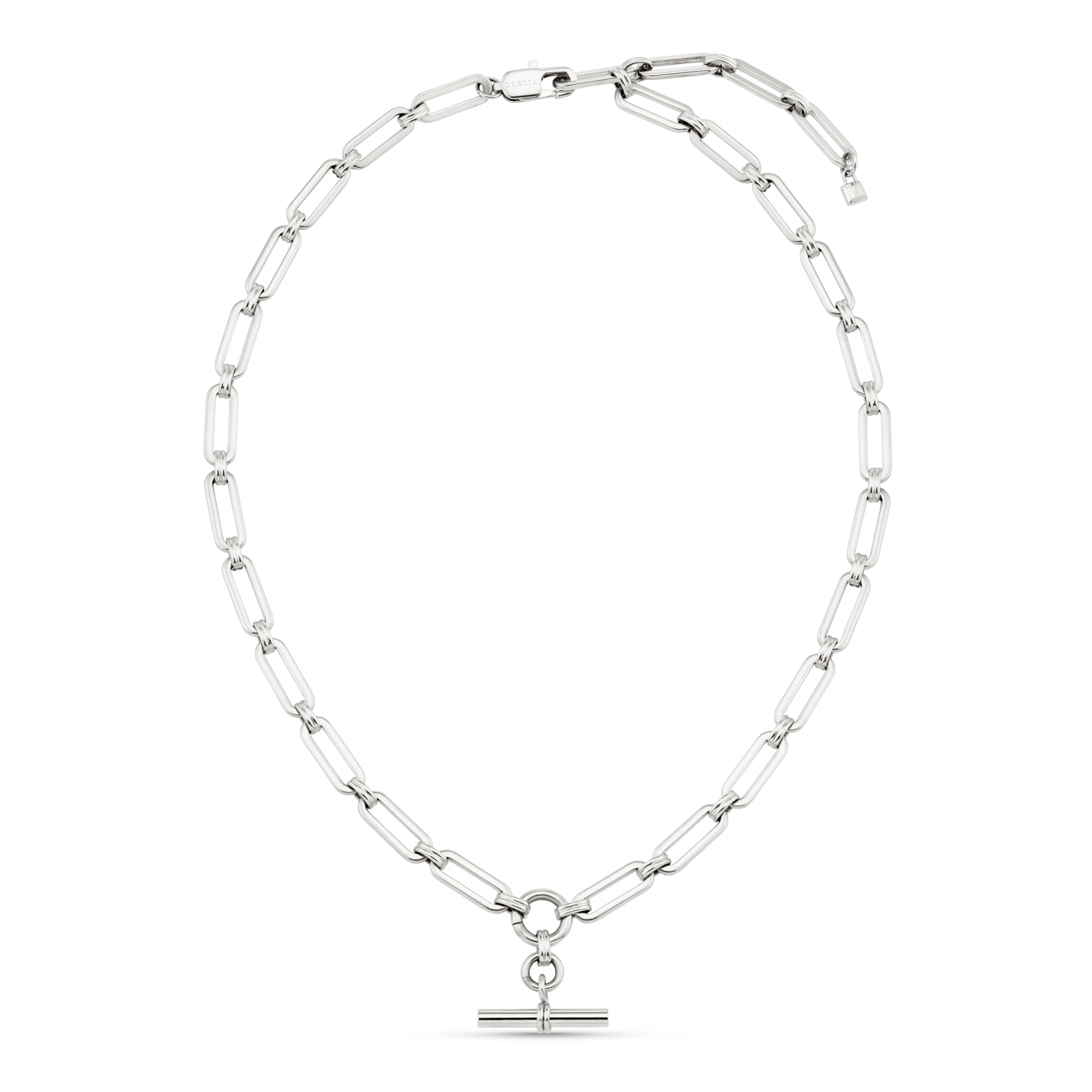 Short Necklaces LUXE Linear Link T-Bar Necklace - Silver Orelia Jewellery