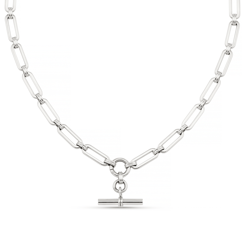 Short Necklaces LUXE Linear Link T-Bar Necklace - Silver Orelia Jewellery