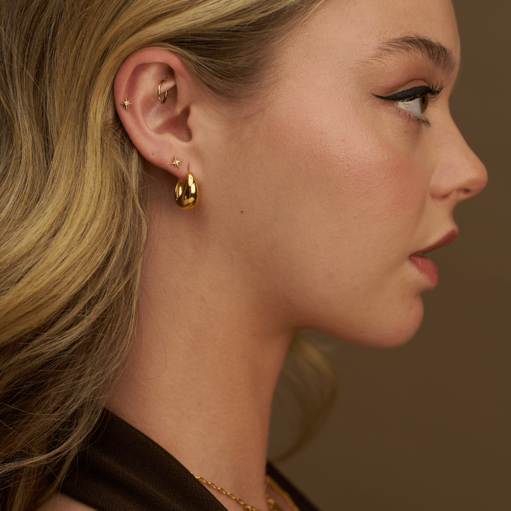 Small Hoop Polished Domed Taper Hoop Earrings Orelia Jewellery